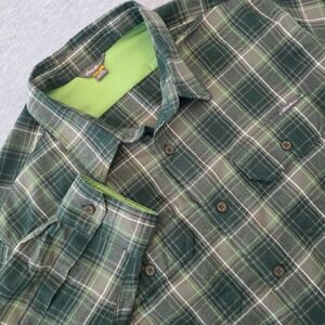 Eddie Bauer Travex Mens 2XL Green Plaid Flannel Shirt Long Sleeve Button Down